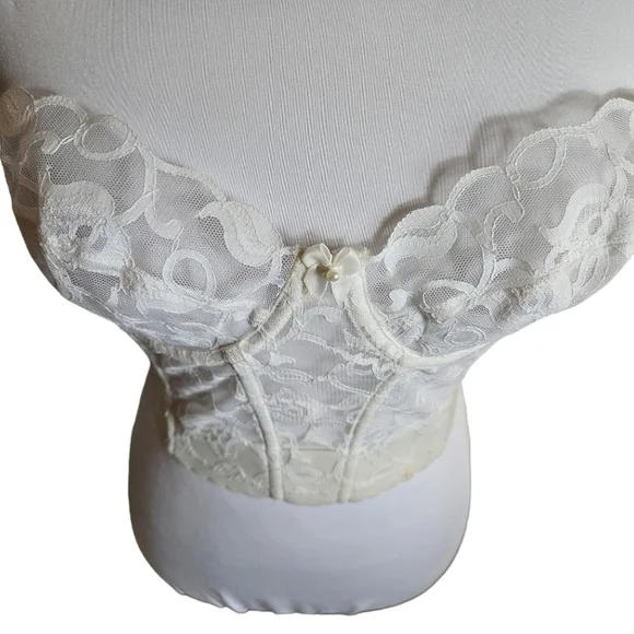 Vintage Gold Label Victorias Secret White Lace Bustier Bra Corset Sz 36B Bridal - Picture 3 of 15